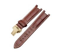 TVKSIPAR Correa De Reloj Con Muescas De Piel De Vacuno Con Grano De Cocodrilo, Compatible For GC, For Guess Y For Pasha, De Piel Resistente Al Agua, 20 X 11 Mm Y 22 X 13 Mm For Hombre.(A-brown-b-gold,