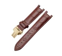 TVKSIPAR Correa De Reloj Con Muescas De Piel De Vacuno Con Grano De Cocodrilo, Compatible For GC, For Guess Y For Pasha, De Piel Resistente Al Agua, 20 X 11 Mm Y 22 X 13 Mm For Hombre.(A-brown-c-gold,