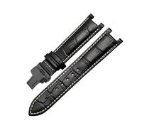 TVKSIPAR Correa De Reloj Con Muescas De Piel De Vacuno Con Grano De Cocodrilo, Compatible For GC, For Guess Y For Pasha, De Piel Resistente Al Agua, 20 X 11 Mm Y 22 X 13 Mm For Hombre.(A-black-b-black