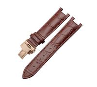 TVKSIPAR Correa De Reloj Con Muescas De Piel De Vacuno Con Grano De Cocodrilo, Compatible For GC, For Guess Y For Pasha, De Piel Resistente Al Agua, 20 X 11 Mm Y 22 X 13 Mm For Hombre.(A-brown-c-rose