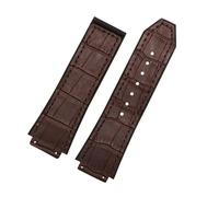 TVKSIPAR Correa de reloj de 19mm x 25mm, correa de cuero apta for Hublot Series Business, cierre de 22mm, correa deportiva de goma for mujer(Brown-no buckle)