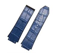 TVKSIPAR Correa de reloj de 19mm x 25mm, correa de cuero apta for Hublot Series Business, cierre de 22mm, correa deportiva de goma for mujer(Blue-no buckle)
