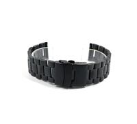 TVKSIPAR Correa de reloj de acero inoxidable sólido, 18mm, 20mm, 22mm, 24mm, 26mm, pulsera Universal, cinturón azul, accesorios con hebilla plegable(Black,24mm)