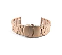 TVKSIPAR Correa de reloj de acero inoxidable sólido, 18mm, 20mm, 22mm, 24mm, 26mm, pulsera Universal, cinturón azul, accesorios con hebilla plegable(Rose gold,22mm)
