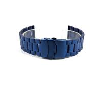 TVKSIPAR Correa de reloj de acero inoxidable sólido, 18mm, 20mm, 22mm, 24mm, 26mm, pulsera Universal, cinturón azul, accesorios con hebilla plegable(Blue,24mm)