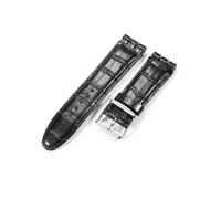 TVKSIPAR Correa De Reloj De Cuero De 23mm, Resistente Al Agua, A Prueba De Sudor, Suave Correa De Reloj, Pulsera Con Hebilla Apta For Swatch For YOS440 449 401G 447 448(Black-silver buckle)