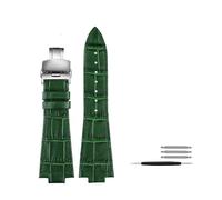 TVKSIPAR Correa De Reloj De Cuero De 26 X 12 Mm Apta For Tissot For La Serie For PRX De 40 Mm T137.407/T137.410 For Hombre Informal(Green silver buckle)