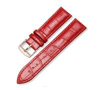 TVKSIPAR Correa de reloj de cuero de repuesto Universal, correa de cuero for hombres y mujeres, 12mm, 14mm, 16mm, 18mm, 19mm, 20mm, 21mm y 22mm(Red Rosegold,18mm)