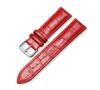 TVKSIPAR Correa de reloj de cuero de repuesto Universal, correa de cuero for hombres y mujeres, 12mm, 14mm, 16mm, 18mm, 19mm, 20mm, 21mm y 22mm(Red,12mm)