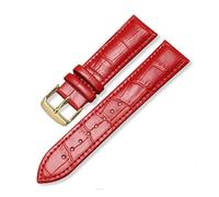 TVKSIPAR Correa de reloj de cuero de repuesto Universal, correa de cuero for hombres y mujeres, 12mm, 14mm, 16mm, 18mm, 19mm, 20mm, 21mm y 22mm(Red Gold,14mm)