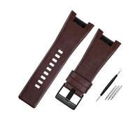 TVKSIPAR Correa De Reloj De Cuero For Hombre, Pulsera Con Muescas De 32mm, Compatible Con Diésel DZ1216 DZ1273 DZ4246 DZ4247DZ287(B Brown-silver)