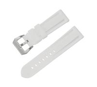 TVKSIPAR Correa De Reloj De Goma De 20 Mm, 22 Mm, 24 Mm Y 26 Mm Compatible Con Pulsera Fit For Panerai, Correa De Repuesto Universal For Hombre, Correas Deportivas De Silicona(White-Silver,24mm)