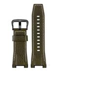 TVKSIPAR Correa De Reloj De Lona Y Cuero For Hombre De 26 Mm, Compatible For Casio GST-B100, S130, W300GL, 400G, W330, GST-W120L, S120, W130L Y S100.(Green black buckle)