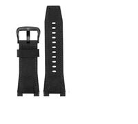 TVKSIPAR Correa De Reloj De Lona Y Cuero For Hombre De 26 Mm, Compatible For Casio GST-B100, S130, W300GL, 400G, W330, GST-W120L, S120, W130L Y S100.(Black canvas black)