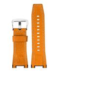 TVKSIPAR Correa De Reloj De Lona Y Cuero For Hombre De 26 Mm, Compatible For Casio GST-B100, S130, W300GL, 400G, W330, GST-W120L, S120, W130L Y S100.(Yellow silver buckle)