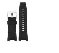 TVKSIPAR Correa De Reloj De Lona Y Cuero For Hombre De 26 Mm, Compatible For Casio GST-B100, S130, W300GL, 400G, W330, GST-W120L, S120, W130L Y S100.(Black canvas silver)