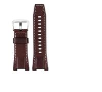 TVKSIPAR Correa De Reloj De Lona Y Cuero For Hombre De 26 Mm, Compatible For Casio GST-B100, S130, W300GL, 400G, W330, GST-W120L, S120, W130L Y S100.(Brown silver buckle)