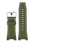 TVKSIPAR Correa De Reloj De Lona Y Cuero For Hombre De 26 Mm, Compatible For Casio GST-B100, S130, W300GL, 400G, W330, GST-W120L, S120, W130L Y S100.(Green canvas silver)