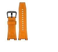 TVKSIPAR Correa De Reloj De Lona Y Cuero For Hombre De 26 Mm, Compatible For Casio GST-B100, S130, W300GL, 400G, W330, GST-W120L, S120, W130L Y S100.(Yellow black buckle)