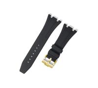 TVKSIPAR Correa de reloj de silicona de caucho de 27 mm, 28 mm, 30 mm, apta for AP Fit for Royal Fit for Oak Offshore Series, correa de reloj for mujer y hombre, pulsera suave(Black-gold,27mm)