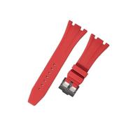 TVKSIPAR Correa de reloj de silicona de caucho de 27 mm, 28 mm, 30 mm, apta for AP Fit for Royal Fit for Oak Offshore Series, correa de reloj for mujer y hombre, pulsera suave(Red-black,30mm)