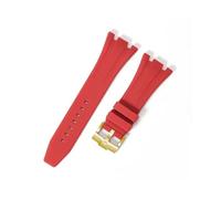 TVKSIPAR Correa de reloj de silicona de caucho de 27 mm, 28 mm, 30 mm, apta for AP Fit for Royal Fit for Oak Offshore Series, correa de reloj for mujer y hombre, pulsera suave(Red-gold,28mm)