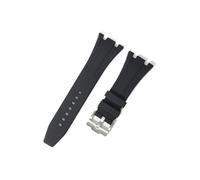 TVKSIPAR Correa de reloj de silicona de caucho de 27 mm, 28 mm, 30 mm, apta for AP Fit for Royal Fit for Oak Offshore Series, correa de reloj for mujer y hombre, pulsera suave(Black-silver,28mm)