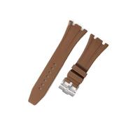 TVKSIPAR Correa de reloj de silicona de caucho de 27 mm, 28 mm, 30 mm, apta for AP Fit for Royal Fit for Oak Offshore Series, correa de reloj for mujer y hombre, pulsera suave(Brown-silver,27mm)