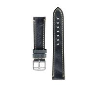 TVKSIPAR Correa de reloj Vintage de 18mm, 20mm, 22mm y 24mm, correa de reloj de cuero Crazy Horse de Alemania, correa de reloj estilo silla de montar Retro(Dark Blue,22mm)