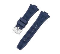 TVKSIPAR Correa de silicona de goma apta for Tissot PRX Series T137.407/T137.410 Super Player hombres mujeres pulsera de reloj de extremo convexo 26x12mm(Royal blue Silver)