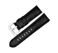 TVKSIPAR Correas de reloj 22 24 26mm Accesorios de reloj Pulsera de cuero Correas de reloj Azul Apto for Panerai(Black BS,22mm)