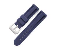 TVKSIPAR Correas De Reloj De 22mm, 24mm Y 26mm Aptas For Reloj For Panerai, Resistentes Al Agua, Negro, Azul, Rojo, Naranja, Blanco, Silicona, Accesorios Universales For Pulsera(Blue silver buckle,26m