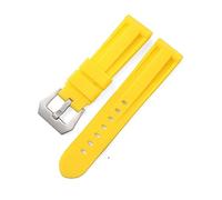 TVKSIPAR Correas De Reloj De 22mm, 24mm Y 26mm Aptas For Reloj For Panerai, Resistentes Al Agua, Negro, Azul, Rojo, Naranja, Blanco, Silicona, Accesorios Universales For Pulsera(Yellow silver buckle,2