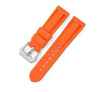 TVKSIPAR Correas De Reloj De 22mm, 24mm Y 26mm Aptas For Reloj For Panerai, Resistentes Al Agua, Negro, Azul, Rojo, Naranja, Blanco, Silicona, Accesorios Universales For Pulsera(Orange silver buckle,2