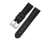 TVKSIPAR Correas De Reloj De 22mm, 24mm Y 26mm Aptas For Reloj For Panerai, Resistentes Al Agua, Negro, Azul, Rojo, Naranja, Blanco, Silicona, Accesorios Universales For Pulsera(Black silver buckle,26