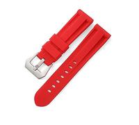 TVKSIPAR Correas De Reloj De 22mm, 24mm Y 26mm Aptas For Reloj For Panerai, Resistentes Al Agua, Negro, Azul, Rojo, Naranja, Blanco, Silicona, Accesorios Universales For Pulsera(Red silver buckle,22mm