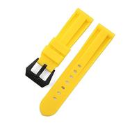 TVKSIPAR Correas De Reloj De 22mm, 24mm Y 26mm Aptas For Reloj For Panerai, Resistentes Al Agua, Negro, Azul, Rojo, Naranja, Blanco, Silicona, Accesorios Universales For Pulsera(Yellow black buckle,24