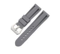 TVKSIPAR Correas De Reloj De 22mm, 24mm Y 26mm Aptas For Reloj For Panerai, Resistentes Al Agua, Negro, Azul, Rojo, Naranja, Blanco, Silicona, Accesorios Universales For Pulsera(Gray silver buckle,24m