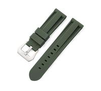 TVKSIPAR Correas De Reloj De 22mm, 24mm Y 26mm Aptas For Reloj For Panerai, Resistentes Al Agua, Negro, Azul, Rojo, Naranja, Blanco, Silicona, Accesorios Universales For Pulsera(Green silver buckle,22