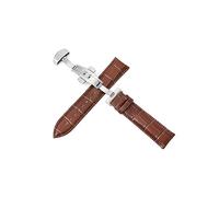 TVKSIPAR Correas De Reloj De Cuero Genuino, Reloj Universal De 12-24mm, Correa Con Hebilla De Mariposa, Correa De Hebilla De Acero, Correa De Reloj De 22mm(Silver-brown,20mm)