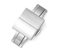 TVKSIPAR Hebilla de mariposa de acero inoxidable 316L de 16/18/20/22 mm, hebilla de doble presión for correa de cuero, cierre plegable de metal, hebilla trasera de tortuga(Silver,16mm)
