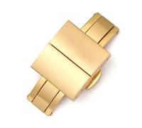 TVKSIPAR Hebillas de mariposa de acero inoxidable 316L, 16mm, 18mm, 20mm, 22mm, cierres de Metal de doble presión, hebilla desplegable de banda de goma(Gold,18mm)