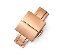 TVKSIPAR Hebillas de mariposa de acero inoxidable 316L, 16mm, 18mm, 20mm, 22mm, cierres de Metal de doble presión, hebilla desplegable de banda de goma(Rose gold,16mm)