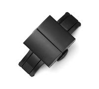 TVKSIPAR Hebillas de mariposa de acero inoxidable 316L, 16mm, 18mm, 20mm, 22mm, cierres de Metal de doble presión, hebilla desplegable de banda de goma(Black,22mm)