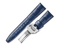 TVKSIPAR Pulsera de reloj de 20mm y 22mm apta for relojes For IWC, correa de reloj Portofino Portugieser, accesorio de reloj, cadena de correa de reloj de cuero genuino(Blue silver clasp,20mm)