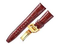 TVKSIPAR Pulsera de reloj de 20mm y 22mm apta for relojes For IWC, correa de reloj Portofino Portugieser, accesorio de reloj, cadena de correa de reloj de cuero genuino(Brown gold clasp,22mm)