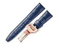 TVKSIPAR Pulsera de reloj de 20mm y 22mm apta for relojes For IWC, correa de reloj Portofino Portugieser, accesorio de reloj, cadena de correa de reloj de cuero genuino(Blue rose clasp,20mm)