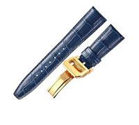 TVKSIPAR Pulsera de reloj de 20mm y 22mm apta for relojes For IWC, correa de reloj Portofino Portugieser, accesorio de reloj, cadena de correa de reloj de cuero genuino(Blue gold clasp,20mm)