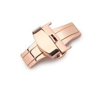 TVKSIPAR Reloj automático con hebilla de mariposa de doble clic, botón pulsador, cierre desplegable, correa de reloj plateada, cierre de reloj de 12-24mm(Rose gold,10mm)
