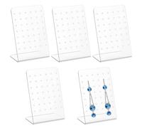 TVNYOUJIA Soporte para Joyas, Expositor Pendientes, Organizador de Pendientes de Acrílico en Forma de L de 42 Agujeros, Expositor de Joyas, Soporte de Joyería para Pendiente Anillos(Transparente)